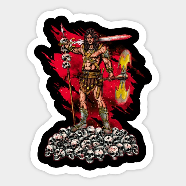 Barbarian Warrior Sticker by Fine Design Creative